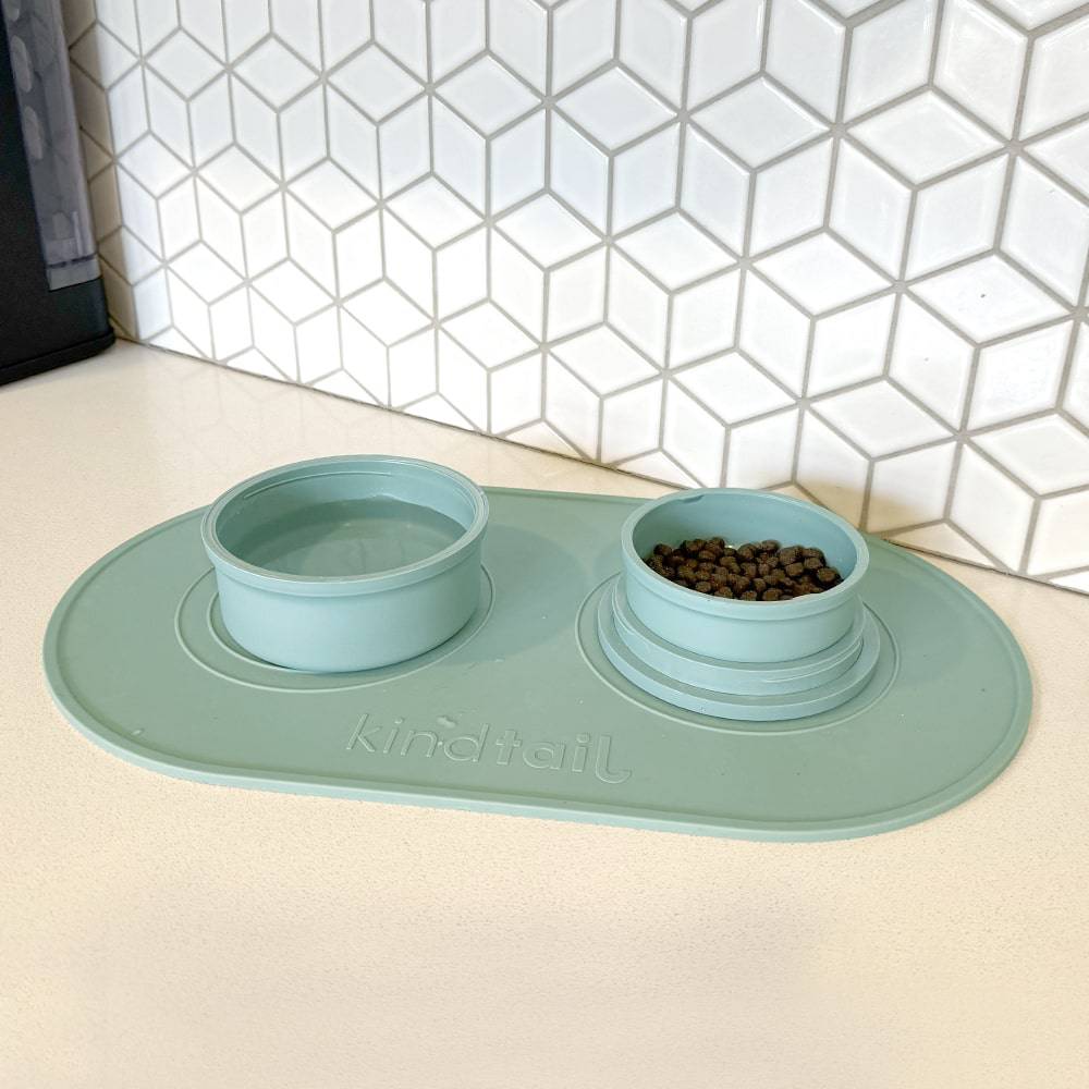 green Corevias silicone dog food mat